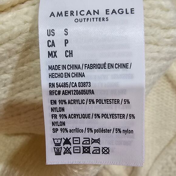 American Eagle Cream Cable Knit Fringe Sweater Women’s Size S - Picture 5 of 6